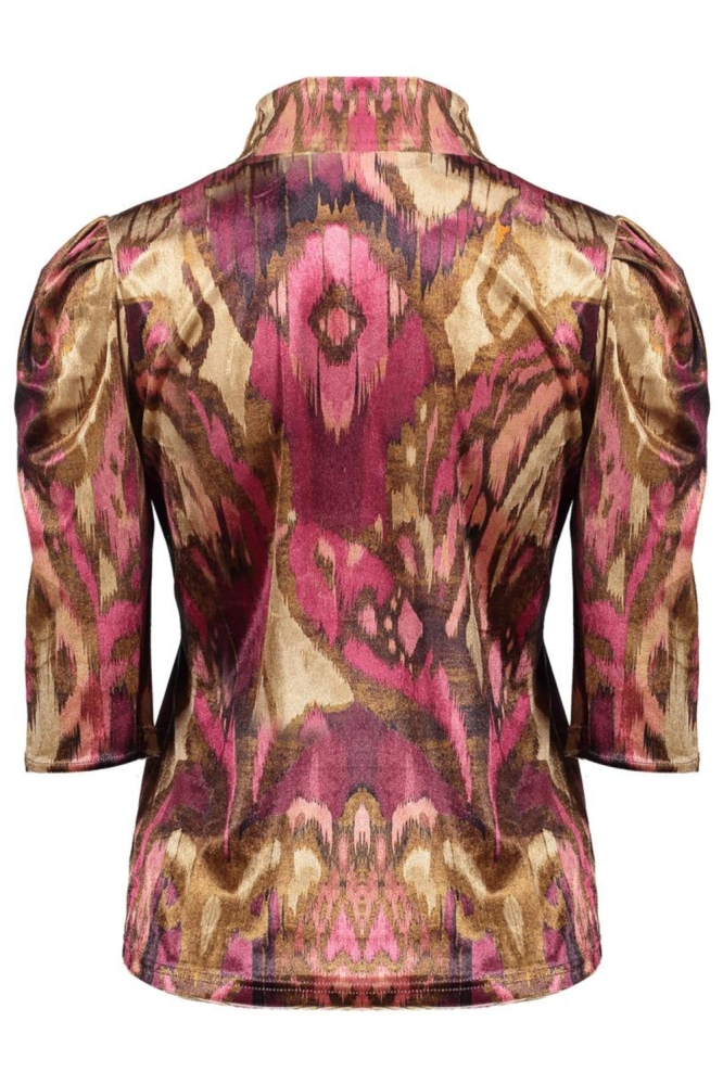 TOP MET PLOOIMOUWEN EN PRINT 53651 20 CAMEL/PINK